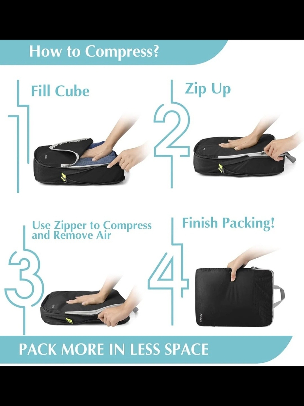 Gonex Compression Packing Cubes, 3-Pieces - Picture 5 of 6